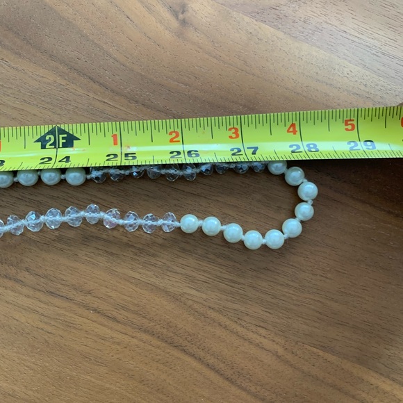 EUC 28” continuous strand faux pearls & clear crystals. Fun to wear as you like. - Picture 4 of 4